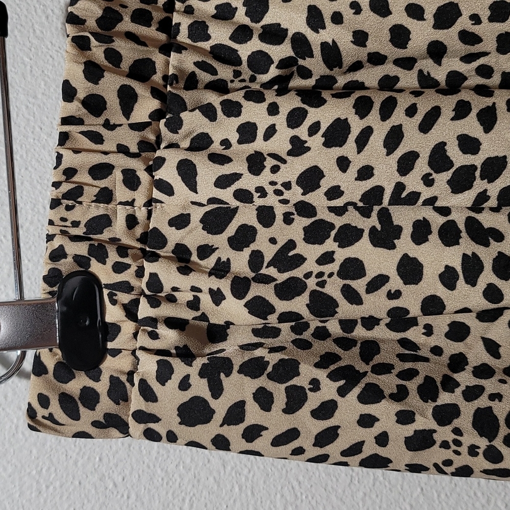 🔥 SALE LEOPARD ANIMAL PRINT SHEER GAUZE PEPLUM FLOATY FLARED MINI SKIRT XXL - Picture 3 of 12